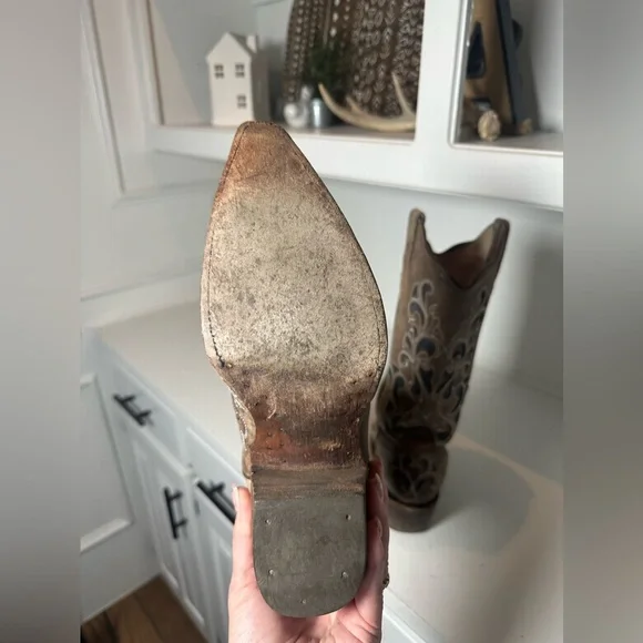 J.B. Dillon Women’s Western Cowboy Boots Size 8B Brown Leather Embroidered - Picture 8 of 10